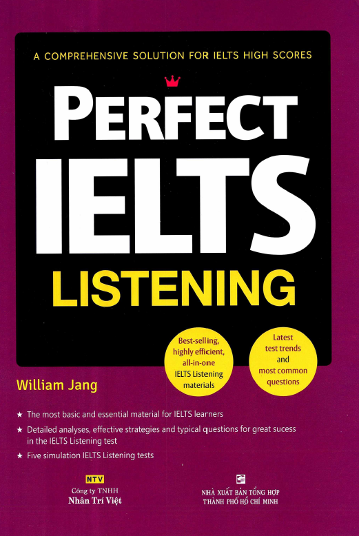 Perfect Ielts Listening, William Jang, A comprehensive solution for Ielts High Scores, suitable for band 5 - 6.5+ (PDF +mp3)